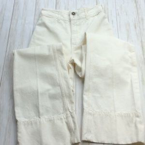 Womens Free People Cream High Rise Wide Leg Pants